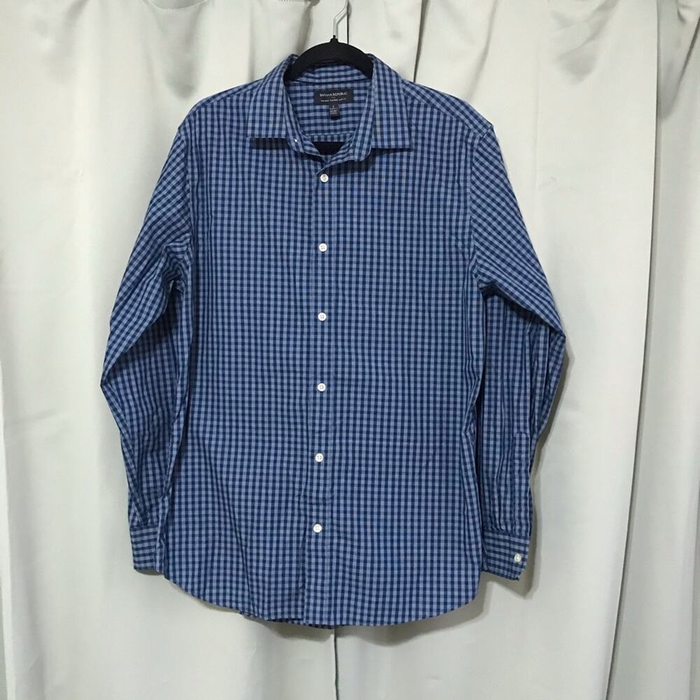 Banana Republic Men’s Slim Fit Blue Plaid Shirt